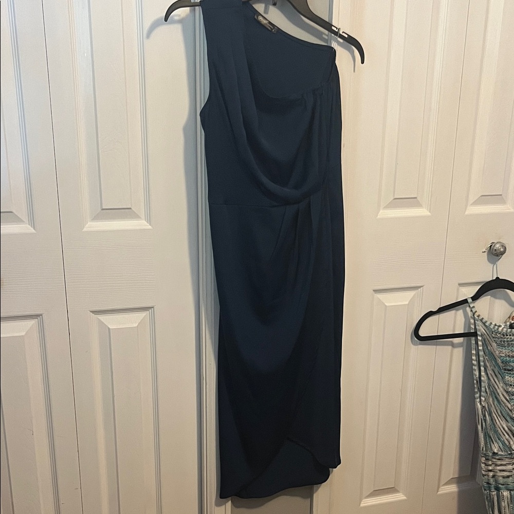 Chic One Shoulder Navy Dress